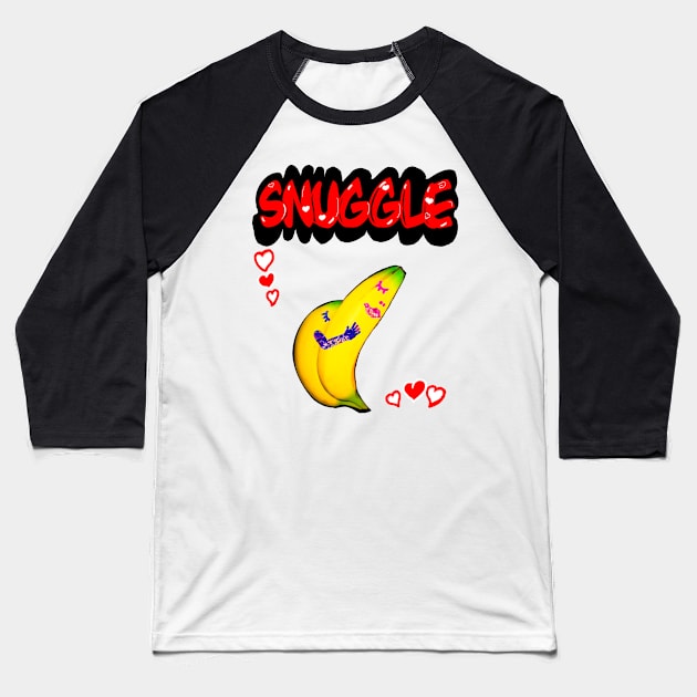 Valentine lovers couple comfy snuggle in red text bananas in love Happy Valentine’s Day Baseball T-Shirt by Artonmytee